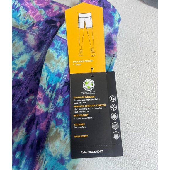Avia Tie Dye Bike Shorts Girls Large Multicolor Purple New - Picture 10 of 10